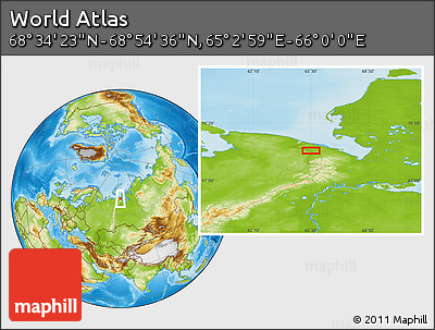Physical Location Map of the Area around 68° 44' 30" N, 65° 31' 30" E