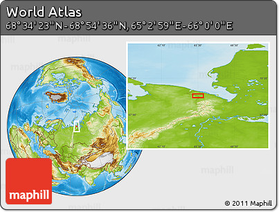 Physical Location Map of the Area around 68° 44' 30" N, 65° 31' 30" E
