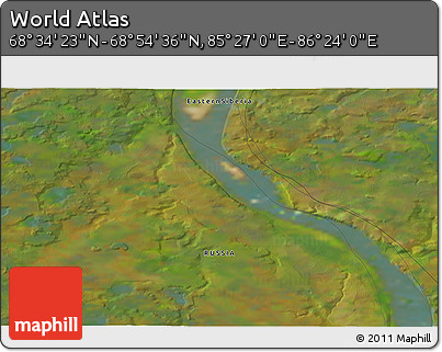 Satellite 3D Map of the Area around 68° 44' 30" N, 85° 55' 30" E