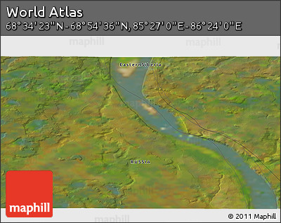 Satellite 3D Map of the Area around 68° 44' 30" N, 85° 55' 30" E