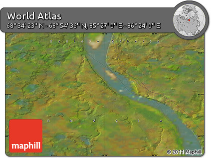 Satellite Map of the Area around 68° 44' 30" N, 85° 55' 30" E