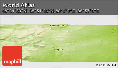 Physical Panoramic Map of the Area around 68° 44' 30" N, 88° 28' 29" E