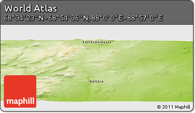 Physical Panoramic Map of the Area around 68° 44' 30" N, 88° 28' 29" E