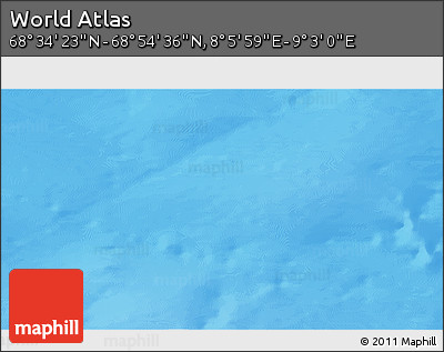 Shaded Relief 3D Map of the Area around 68° 44' 30" N, 8° 34' 29" E