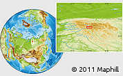 Physical Location Map of the area around 68° 44' 30" N, 94° 25' 30" E