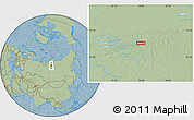 Savanna Style Location Map of the area around 68° 44' 30" N, 94° 25' 30" E, hill shading