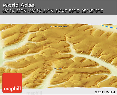 Physical 3D Map of the Area around 68° 44' 30" N, 95° 16' 30" E