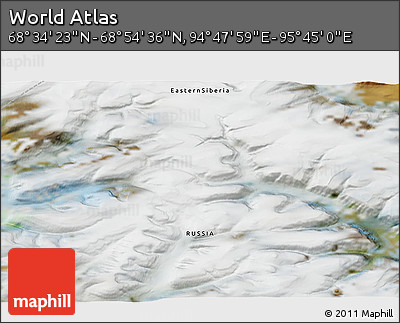 Satellite 3D Map of the Area around 68° 44' 30" N, 95° 16' 30" E