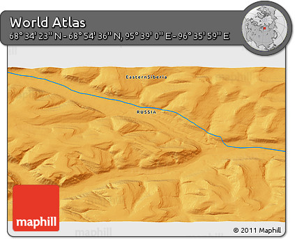 Political 3D Map of the Area around 68° 44' 30" N, 96° 7' 30" E