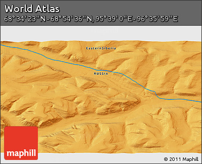 Political 3D Map of the Area around 68° 44' 30" N, 96° 7' 30" E