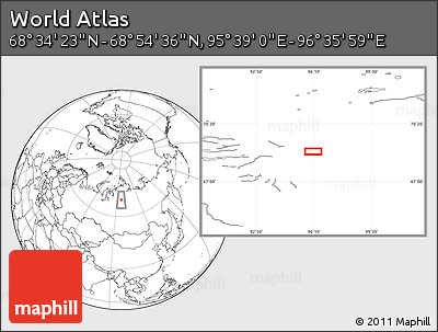 Blank Location Map of the Area around 68° 44' 30" N, 96° 7' 30" E