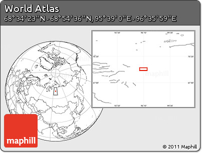 Blank Location Map of the Area around 68° 44' 30" N, 96° 7' 30" E