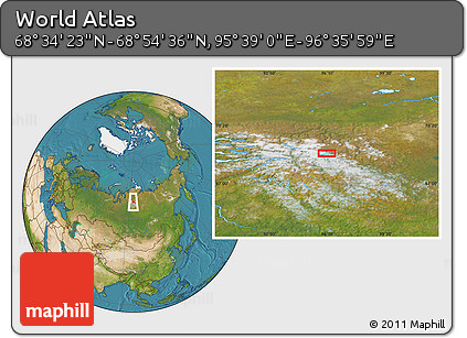 Satellite Location Map of the Area around 68° 44' 30" N, 96° 7' 30" E