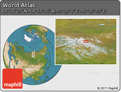 Satellite Location Map of the Area around 68° 44' 30" N, 96° 7' 30" E