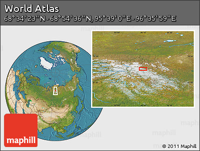 Satellite Location Map of the Area around 68° 44' 30" N, 96° 7' 30" E