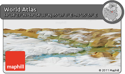 Satellite Panoramic Map of the Area around 68° 44' 30" N, 96° 7' 30" E