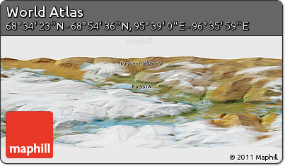 Satellite Panoramic Map of the Area around 68° 44' 30" N, 96° 7' 30" E