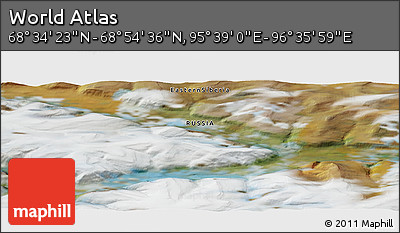 Satellite Panoramic Map of the Area around 68° 44' 30" N, 96° 7' 30" E