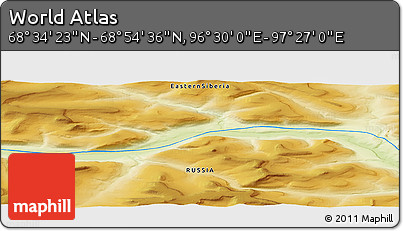 Physical Panoramic Map of the Area around 68° 44' 30" N, 96° 58' 29" E