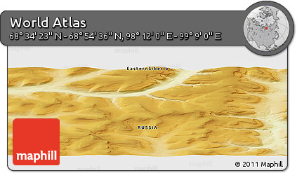 Physical Panoramic Map of the Area around 68° 44' 30" N, 98° 40' 30" E