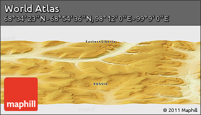 Physical Panoramic Map of the Area around 68° 44' 30" N, 98° 40' 30" E