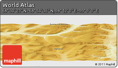 Physical Panoramic Map of the Area around 68° 44' 30" N, 98° 40' 30" E