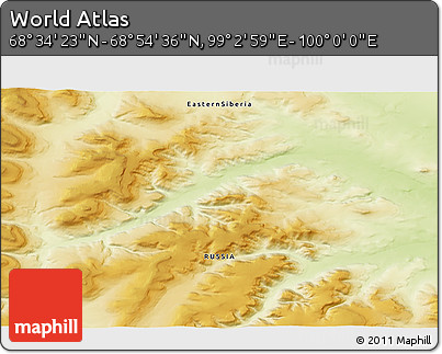 Physical 3D Map of the Area around 68° 44' 30" N, 99° 31' 30" E