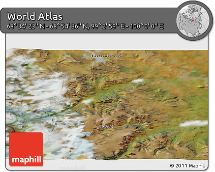 Satellite 3D Map of the Area around 68° 44' 30" N, 99° 31' 30" E