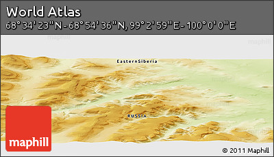 Physical Panoramic Map of the Area around 68° 44' 30" N, 99° 31' 30" E