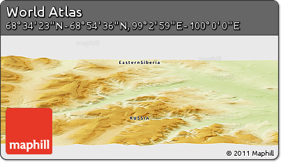 Physical Panoramic Map of the Area around 68° 44' 30" N, 99° 31' 30" E