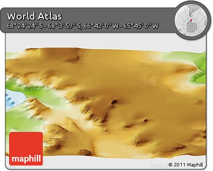 Physical 3D Map of the Area around 68° 14' 11" S, 66° 13' 29" W