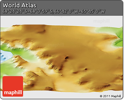 Physical 3D Map of the Area around 68° 14' 11" S, 66° 13' 29" W