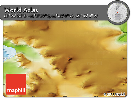 Physical Map of the Area around 68° 14' 11" S, 66° 13' 29" W