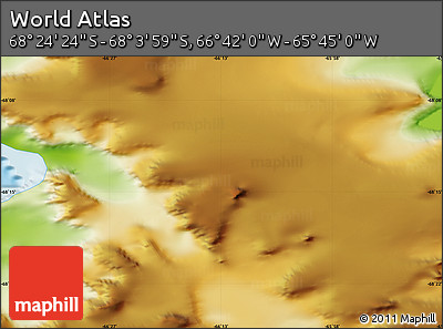 Physical Map of the Area around 68° 14' 11" S, 66° 13' 29" W