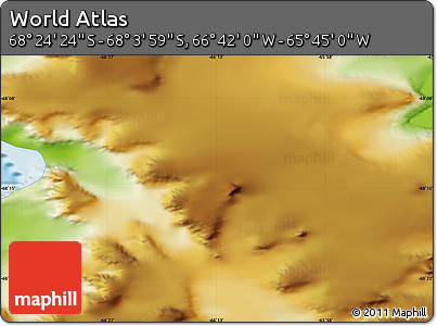 Physical Map of the Area around 68° 14' 11" S, 66° 13' 29" W