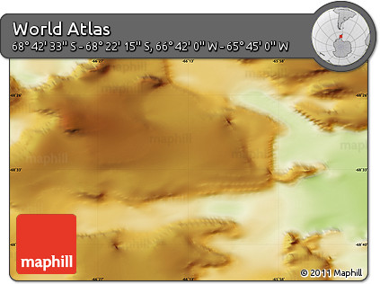 Physical Map of the Area around 68° 32' 24" S, 66° 13' 29" W