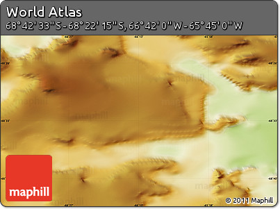 Physical Map of the Area around 68° 32' 24" S, 66° 13' 29" W