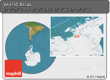 Satellite Location Map of the Area around 68° 50' 30" S, 66° 13' 29" W