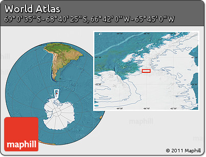 Satellite Location Map of the Area around 68° 50' 30" S, 66° 13' 29" W