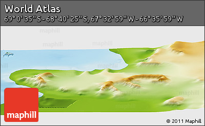 Physical Panoramic Map of the Area around 68° 50' 30" S, 67° 4' 29" W