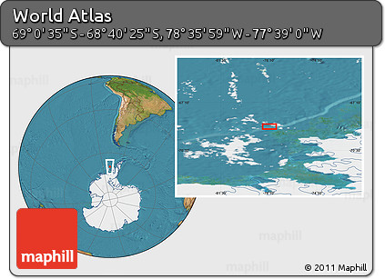 Satellite Location Map of the Area around 68° 50' 30" S, 78° 7' 30" W