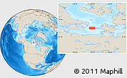 Shaded Relief Location Map of the area around 69° 2' 31" N, 100° 13' 29" W