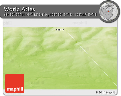 Physical 3D Map of the Area around 69° 2' 31" N, 106° 19' 29" E