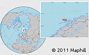 Gray Location Map of the area around 69° 2' 31" N, 14° 31' 30" E