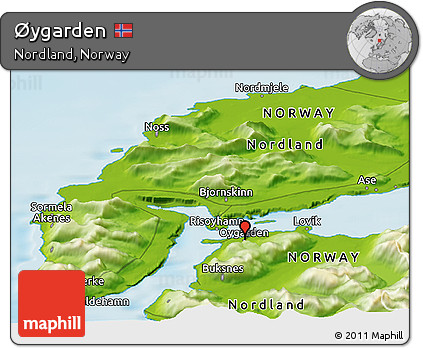 Physical Panoramic Map of Øygarden