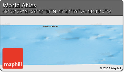 Physical Panoramic Map of the Area around 69° 2' 31" N, 15° 13' 29" W