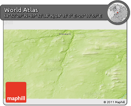 Physical 3D Map of the Area around 69° 2' 31" N, 24° 43' 30" E
