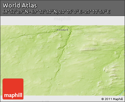 Physical 3D Map of the Area around 69° 2' 31" N, 24° 43' 30" E