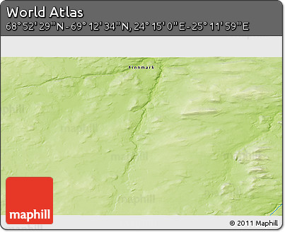 Physical 3D Map of the Area around 69° 2' 31" N, 24° 43' 30" E