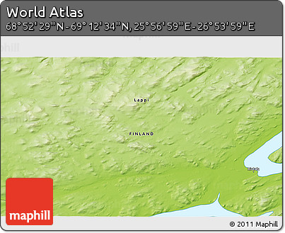 Physical 3D Map of the Area around 69° 2' 31" N, 26° 25' 29" E